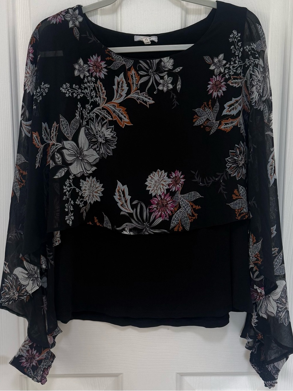 Maurice’s Women’s Black Floral Overlay Skirt - Elegant Layered Design